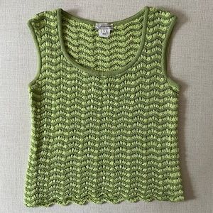 Vintage St. John Sport Crochet Knit Lime Green Tank Top